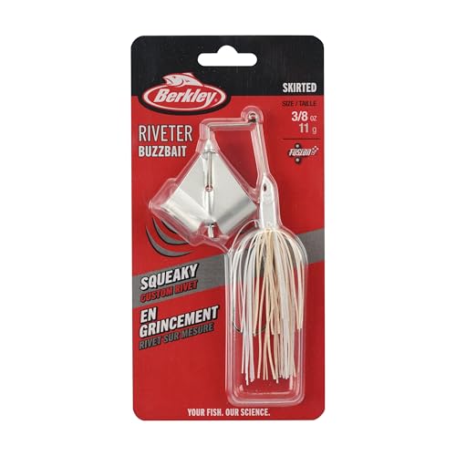 Berkley Skirted Riveter Fishing Buzzbaits - color: White + Silver, size: 3/8 oz