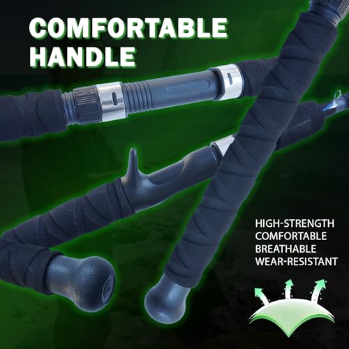 Spinning & Casting Fishing Rod, Durable Carbon & Glass Composite Blank, ML Power, Ceramic Guides, Fluorescent Strike Tip, Split Handle, Gift-Ready, Freshwater/Saltwater - size: LTWZB21-7'0"