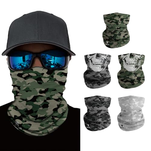 Breathable Neck Gaiter UPF 30+ Sun Protection Face Mask for Men & Women - color: 5pcs-camo-2