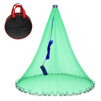 Nylon Multfilament Cast Net, 4FT/8FT/10FT/12FT American Style Hand Throwing Fishing Net with Zinc Plated Weights for Saltwater and Freshwater - color: N-GREEN-4