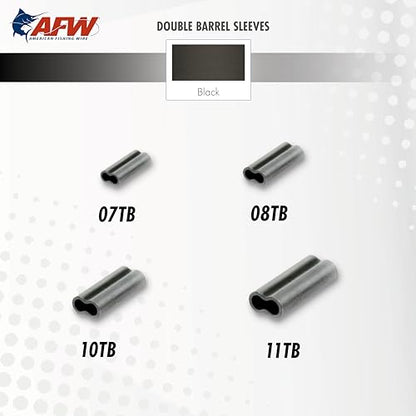 AFW Thin Wall Double Barrel Crimp Sleeves - Premium Fishing Copper Crimp Sleeve with Burr Free Black Finish, Enhanced Flexibility - Durable and Lightweight - Retail & Bulk Pack Available - color: Black, style: #7t/.053" - 1,000 Pc