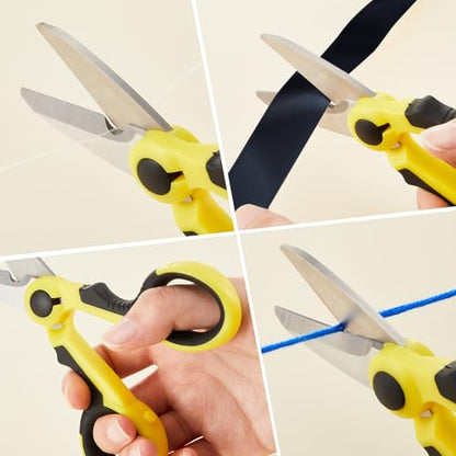 Honoson 2 Pcs 5.7" Fishing Scissors Braided Line Cutters Fishing Heavy Duty 3cr13 Non Slip Serrated Edge Scissors Saltwater Freshwater Braid Multi Function Snips for Trimming (Yellow Black) - color: Yellow Black