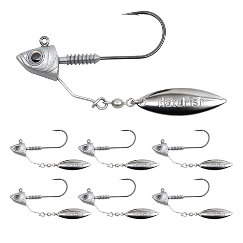 6-Pack Underspin Jig Heads Stacked Cone Keeper Brass Blade Never Rusts 3/16oz 1/4oz 3/8oz 1/2oz Bass Freshwater Saltwater - size: 1/8 oz_3.5g