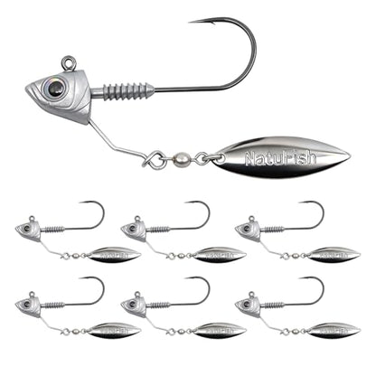 6-Pack Underspin Jig Heads Stacked Cone Keeper Brass Blade Never Rusts 3/16oz 1/4oz 3/8oz 1/2oz Bass Freshwater Saltwater - size: 3/8 oz_10g