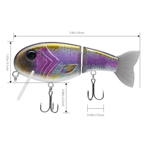 BASSROCK Topwater Fishing Lures for Bass Pike Salmon Floating Swimbait Jointed Crankbait Freshwater Saltwater 4.9in/1.76oz RK1001 - color: Rainbow Trout, size: 3.9in/1.04oz