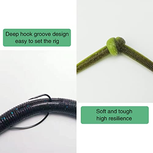 Senko Wacky Worms - Soft Plastic Lures, 30pcs Rubber Worms, 4-5 inches for Bass Freshwater & Saltwater Fishing