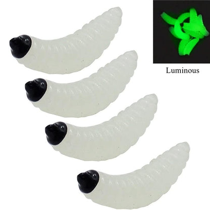 100pcs Soft Silicone Maggot Worm, Soft Artificial Bread Worm Fishing Lure, Biomimetic Earthworm Lures Worm Fishing Lures Simulation Bait Fake Worm