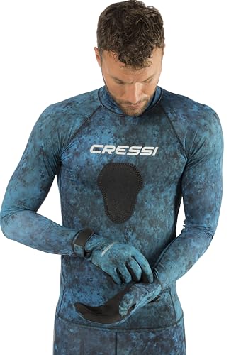 Cressi Camouflage Patterned Spearfishing Gloves Made of Elastic Neoprene- get The Hunter Equipment - color: Camo Blue, size: Large