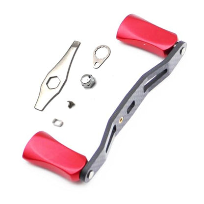Mr. Z 95mm Carbon Fiber Baitcasting Reel Handle Compatible for Abu Garcia Shimano Daiwa Light Weight Low Profile Casting Reel - color: Metal Red, size: Left-handed