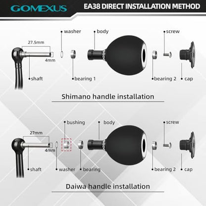 GOMEXUS Power Knob Compatible for Shimano Daiwa Spinning Reel Fishing Reel Handle Knob - color: EVA Silver