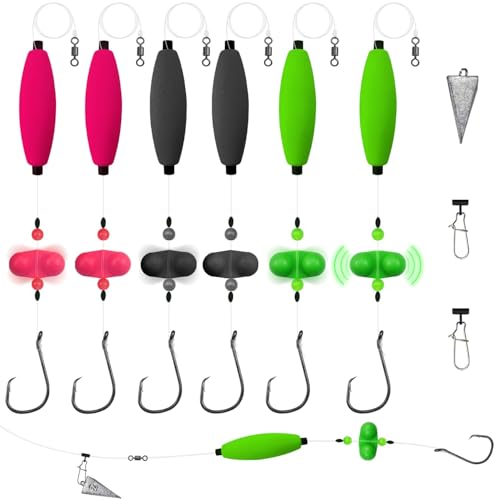 Narcissus Catfish Rigs Set – 6 Pre-Tied Rigs with 2 Sinker Sliders, Float Rigs Tackle, Santee Rig, Circle Hooks 6/0 – Complete & Ready-to-Use Kit - color: Hook Size 5/0-Weight 2 oz New