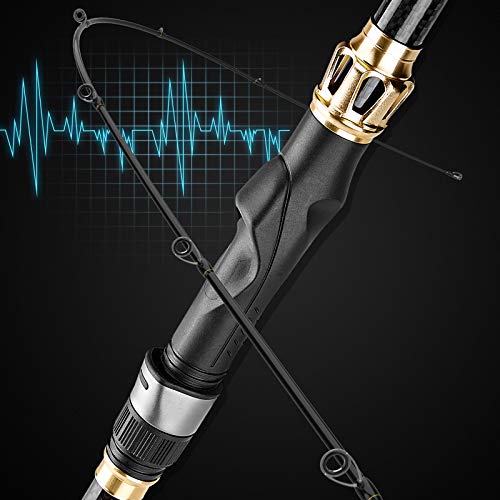PLUSINNO Fishing Rod and Reel Combo, Telescopic Fishing Pole Kit with Spinning Reel, Tackle Box, Fishing Lures and Travel Carrying Bag, Fishing Gear Gifts for Men - color: Elite Hunter Single Fishing Rod(No Reel &Lure), size: 1.98M 6.49FT