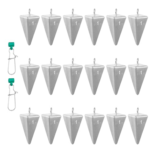 Pyramid Sinkers -18 Pieces - Tangle-Free Saltwater Surf Fishing Weights with 2PCS Sinker Slider for Ocean, Beach, Pier Fishing Gear Tackle - style: 18pcs-1oz