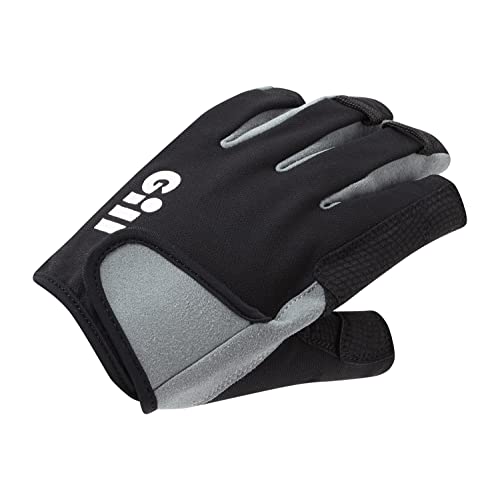 Gill Deckhand Sailing Gloves Short Finger with 3/4 Length Fingers - 50+ UV Sun Protection & Water Repellent - color: Black, size: XX-Large
