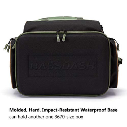 BASSDASH Fishing Tackle Backpack Water Resistant Tactical Bag Soft Tackle Box with Rod Holder and Protective Rain Cover - color: Green Backpack [3670] without Trays