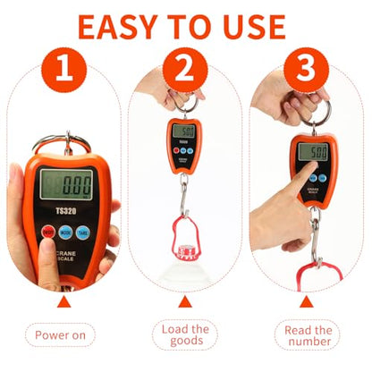 Digital Crane Scale 300kg/660lbs 200kg/440lbs with LED Handheld Mini Hanging Scale for Garage Farm Hunting Fishing Etc(200kg/Plastic Shell/Orange) - color: 200kg/Plastic Shell/Orange