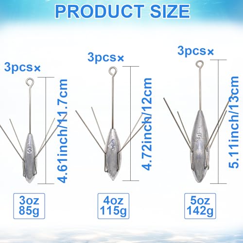 Fishing Sinkers Weight Lead Surfing Casting Spider Sinker Long Tail Weights | Fishing Equipment for Catfish Saltwater Ocean Beach Sand - style: 3oz - 3pcs