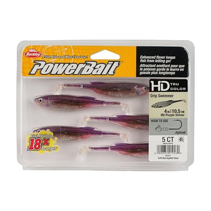 Berkley PowerBait Drip Swimmer Fishing Soft Bait - color: HD Purple Shiner, size: 4"