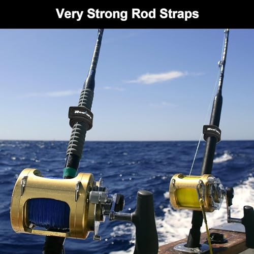 Realure 8 Pcs Fishing Rod Straps Adjustable Neoprene Ties Elastic Fishing Rod Tackle Belt Ties Casting Rod Straps for Fixed Casting Rods & Spinning Rods & Fly Rods Wrap Protectors - color: Black