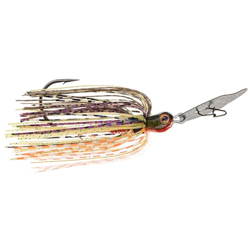 Strike King Thunder Cricket Fishing Lure, Vibrating Swim Jig, Silver Blade, 4/0 Jungle-Style Flipping Hook - color: Bluegill, size: 3/8 oz