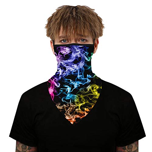 YAYOUREL Neck Gaiter Face Mask Bandanas for Men Women UV Face Scarf Cover Ear Loop Hole Facemask for Fishing Running Cycling - color: Colorful