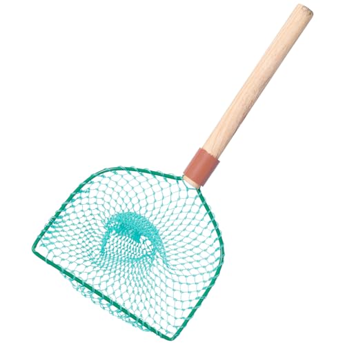 Wood Handle Fishing Net with Large Mesh, Wear-Resistant Portable Fish Catching Basket for Outdoor Carp and Trout Fishing, 30cm Wooden Frame Net for Anglers