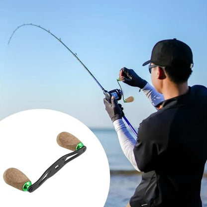 Fishing Reel Handle Replacement Parts Green Fishing Baitcasting Reel Handle Rocker Arm Girp Fishing Rod Spinning Reel Grip with Wood Knob - color: Green