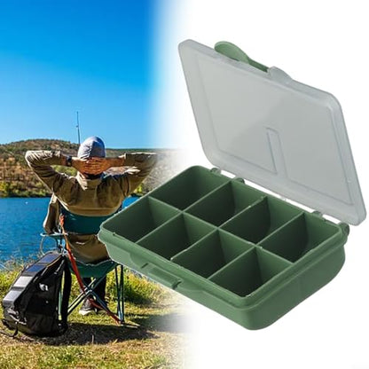Fishing Tackle Box for Carp Fishing, Small Bait Storage Container with 1-8 Compartments, PP Polymer Lure Organizer and Rig Case, Green(F) - size: F