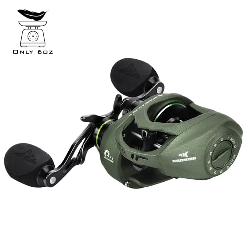 KastKing Spartacus II Baitcasting Fishing Reel, 6oz Ultralight Baitcaster Reel, Super Smooth with 17.6 LB Carbon Fiber Drag, 7.2:1 Gear Ratio, 39mm Palm Perfect Lower Profile Design - color: A:Left-Stryker Green-7.2:1