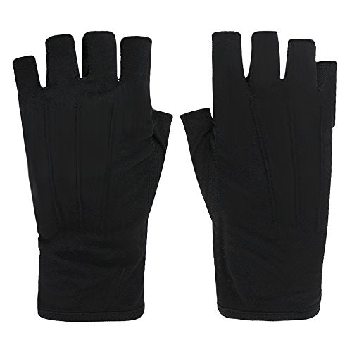 JIAHG Women Men's Driving Gloves Summer UV Sun Glove Non Slip Touchscreen Cotton Gloves Outdoor Sunblock Mittens for Cycling - color: Cotton-black half finger