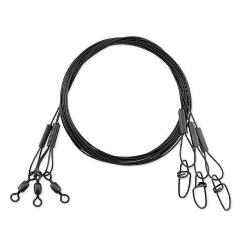 AFW Surflon Fishing Leaders – Black Nylon Coated Stainless Steel Wire, Swivel & Snap, 3 Pack, Variety Pack – Strong Leader Line for Catfishing & Toothy Game Fish - size: 45 lb, style: 36 Inch