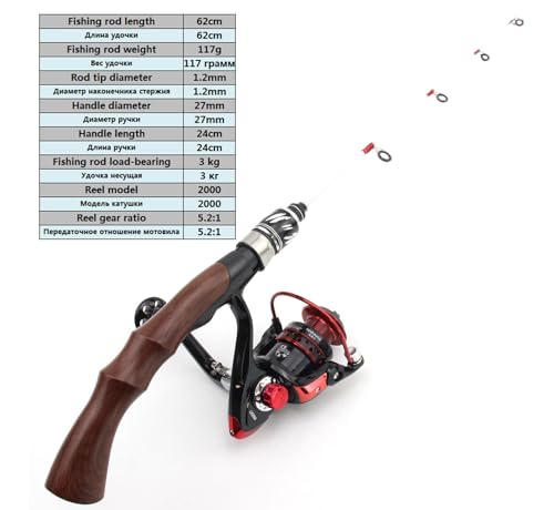62cm Ice Fishing Rod Lightweight Travel Fishing Rod Practical Fishing Gear Fishing - size: 62cm Rod