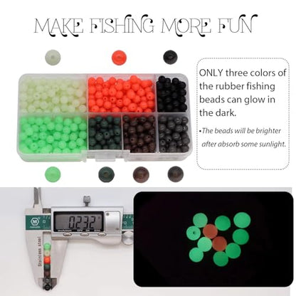 Dovesun Soft Rubber Fishing Beads Fishing Bait Eggs Accessories 7 Colors with Tackle-Box 0.23in(600pcs), 0.31in(250pcs), 0.39in(120pcs) - color: Round-0.23in/6mm*600pcs