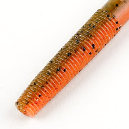 Senko Bait Soft Plastic Lures 5" Senkos 24 Pcs/100pcs for Wacky Rig Freshwater Fishing Green Pumpkin senko with Black Flake Pink Watermelon Double Color - style: Green Pumpkin Orange Red Flake