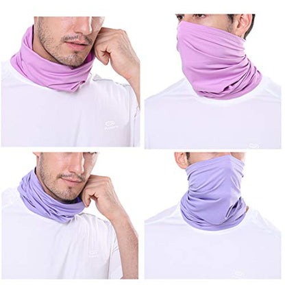 UV Face Cover Neck Gaiter Mask Dust Protection Magic Scarf Wind Bandana Balaclava for Summer Running Fishing 4 PCS - color: 4pcs Purple+rose+pink+light Blue