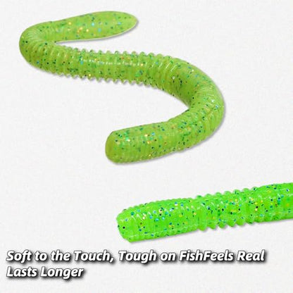 Soft Plastic Worm,Easy to Use Bass Fishing Stick Bait Lures,4.7in 8pcs - Slow Sink, Salt Impregnation, Ribbed Design, Proven Colors - Wacky Stick, Soft Fishing Lures - color: Green