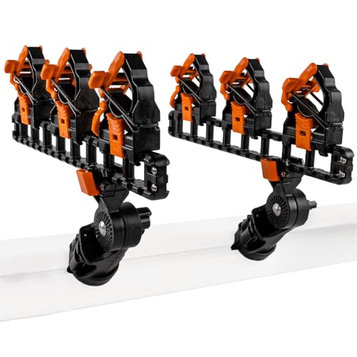 YakAttack SideStage Pro Rod Rack - Set of 2 with Style Options | Horizontal Fishing Rod Holder & Stager | Includes ClickTrac Rails & FlipGrips | Made in USA - style: Kayak Track Systems