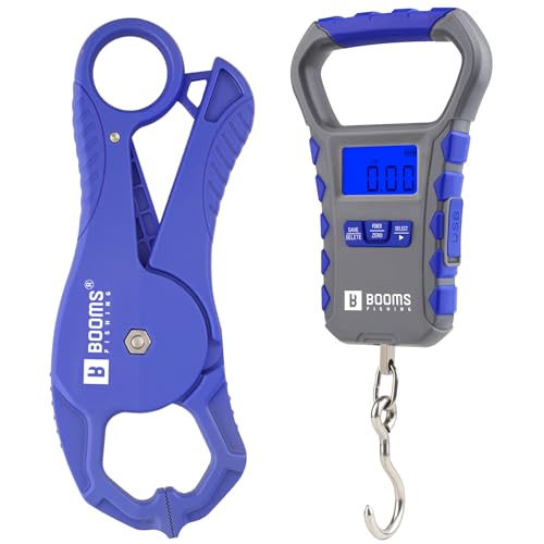 Booms Fishing Scale with Fish Gripper: Digital Fish Scale and Lip Gripper Combo - Fish Weigher with 65lbs/30kg Capacity, USB Charging, LCD Display, Memory Storage - Fishing Tools for Men, XW50 - size: WIth fish gripper