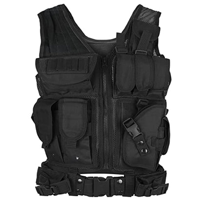 Lixada Tactical Vest Lightweight Breathable Polyester Sports Vest Outdoor Training Vest Adjustable for Adults