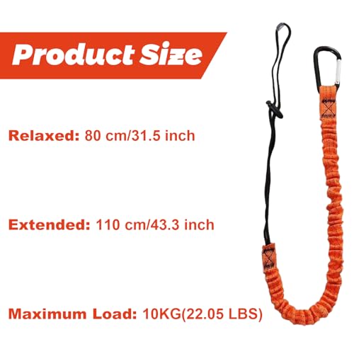 10pcs Retractable Tool Lanyards for Hand Tools with Carabiner and Adjustable Loop End, Extendable Length 31.5 "-43.3", Aluminum Screw Lock Carabiner with Shock Cord Stopper - size: 10 pack