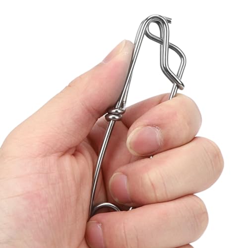 10 PCS Longline Fishing Line Clips Stainless Steel Trotline Clips | Fishing Snap Branch, Reinforced Hook Body, Spring Clasp, One-Touch Push Button, Floats, Sharking, Tuna, Crabbing, Shrimping