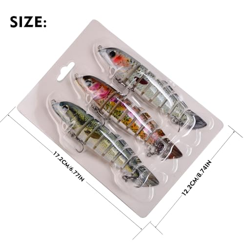 Crankbait Fishing Lure Pike Muskie Lures Lifelike Multi Jointed Swimbait Segement Hard Minnow Bait Treble Hook - color: HS075DEF-3pcs/set