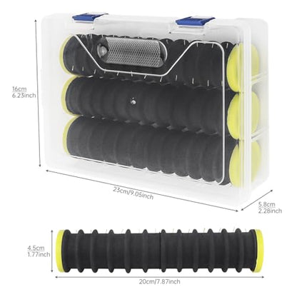 Conskyee 3 PCS Fishing Line Spool Storage Organizer - 12 Slots Each, Tangle-Free Line Winder with Storage Box, Length 20 cm for Fishing Lines, Hooks & Small Gear