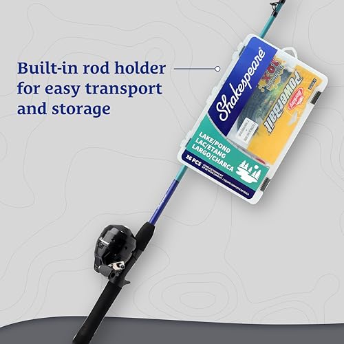 Shakespeare Catch More Fish Spincast Reel and Fishing Rod Combo with Kit - color: Lake/Pond - Green, style: 2024 Model