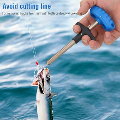 T-Shaped Fish Hook Detacher Remover, Stainless Steel Fishing Tackle Accessory with Ergonomic Handle Portable Fish Hook Extractor for Saltwater Freshwater (8x11cm/3.1x4.3in)