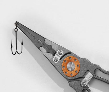 1pcs Wezxrauo Professional Fishing Pliers Set - Aluminum Alloy Hook Remover & Braid Line Cutter with Sheath, Lanyard & Stainless Steel Blades, Multi-Tool for Saltwater/Freshwater Anglers