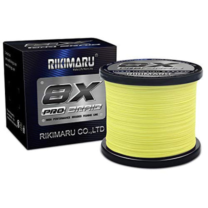 Rikimaru 8X Pro Braid Fishing Line 6LB-170LB, 300yds-1000yds Fluo-Green,Lemon Yellow,Plum Pink - color: Lemon Yellow, size: 65LB(0.40mm)-1000Yds
