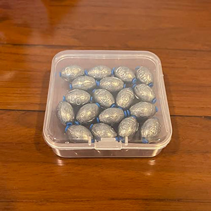 Egg Shape Fishing Sinker Oval Drop Shot Bass Fishing Weight Casting Sinkers for Saltwater Freshwater (20Pcs 5g) - size: Size2-20Pcs-Egg Sinker-3G