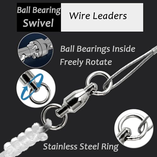 AMYSPORTS Stainless Steel Fishing Leader Saltwater Stainless Rigs Fishing Leader Lure Heavy Wire Fishing Leaders Steel White Nickel - size: #1 (9.8in-50lb) 20pcs