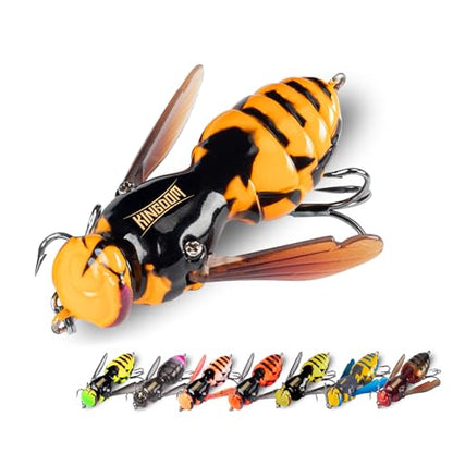 Kingdom Wasp Crawl Bait Insect Bionic Floating Fishing Lures Swimbaits Hard Artificial Baits Lure Freshwater and Saltwater Bass Carp Pike Walleye Fishing ABS Material Carbon Steel Three Book Hook - color: 05, size: 4.2g